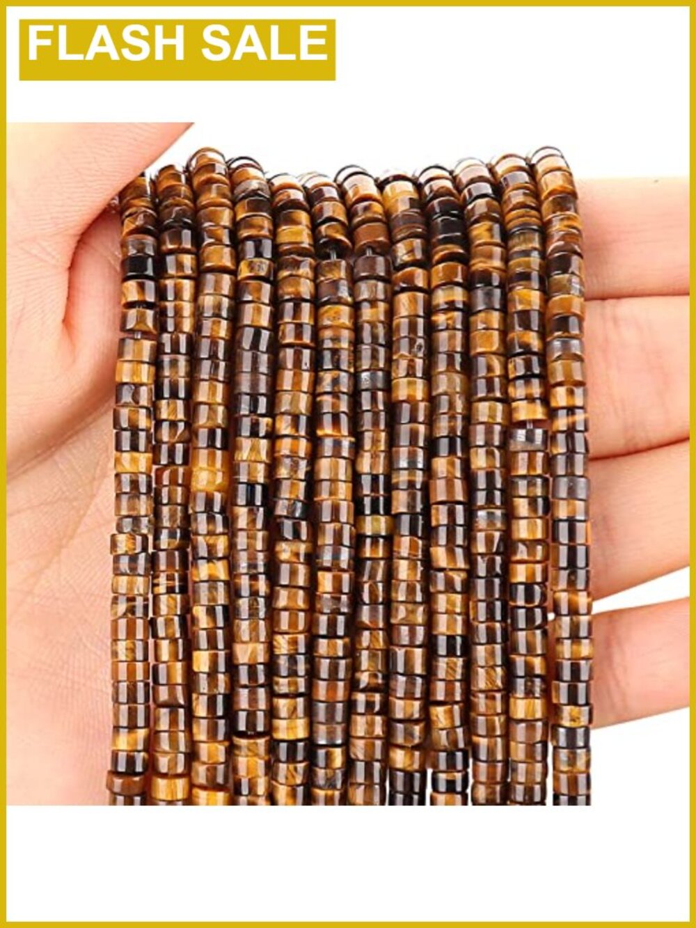 150 Natural Tiger Eye Spacer Beads, 4mm Flat Heishi Disc Loose Stones for